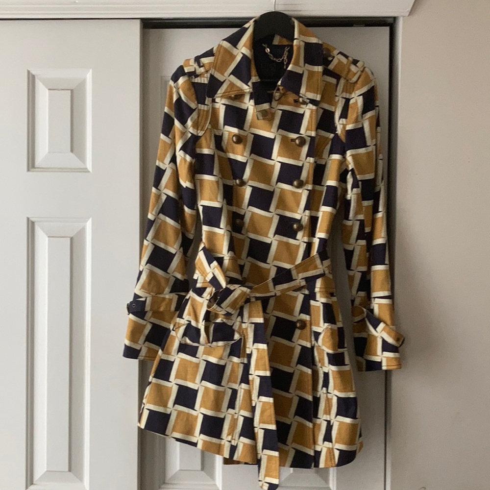 Hayden Harnett Linen Checkmate Trench Coat